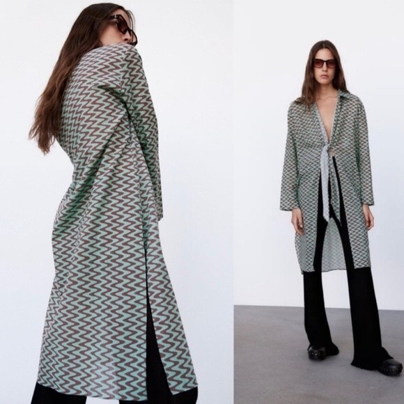 Zara The Lissie Shirt Printed Tunic Long Sleeve Blouse Boho Bloggers Favorite L - Picture 2 of 10